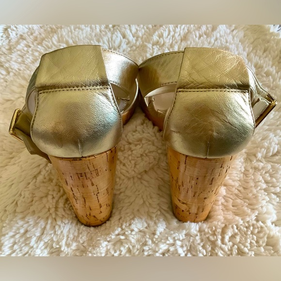 Cole Haan Gold Ankle Strap 4” Wedge Sandals Size 8.5 - Picture 6 of 6